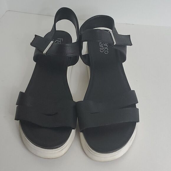 Franco Sarto Essie Platform Sandals Black Leather Size 11M - Picture 1 of 8